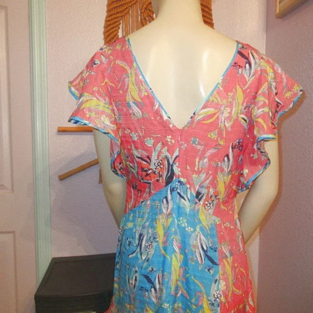 Tanya Taylor Silk Maxi Dress Size 2 Asymmetrical Tiered Iliana Ruffle Oversized
